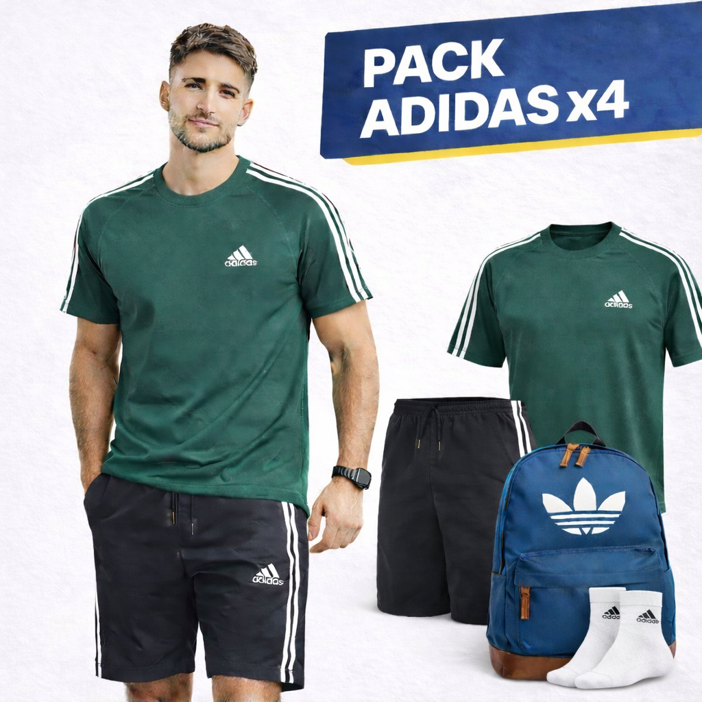 Productos reales del pack Adidas sobre mesa
